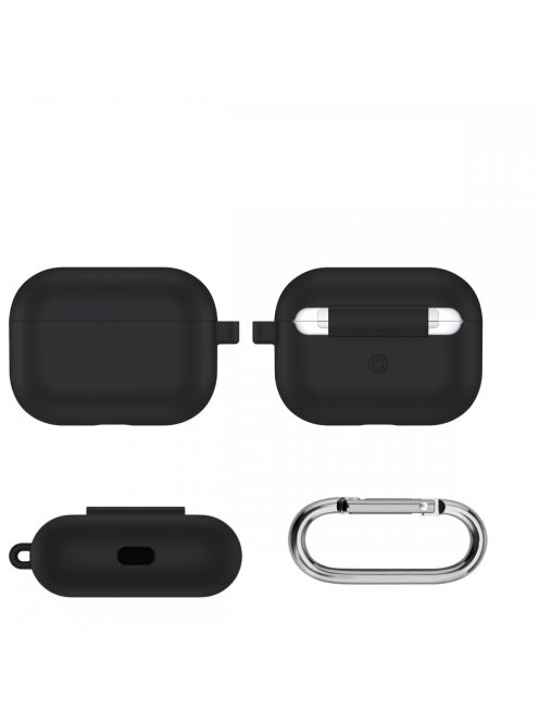 Vastag szilikon tok karabínerrel AirPods Pro készülékhez Black