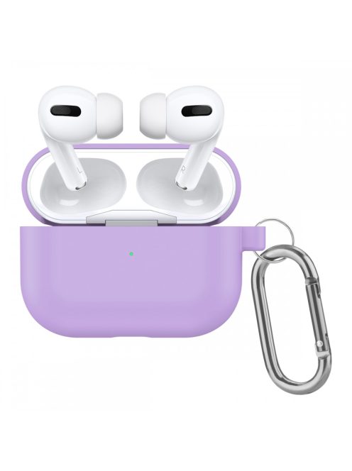 Vastag szilikon tok karabínerrel AirPods Pro készülékhez Purple