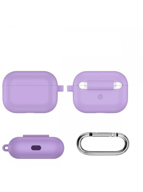 Vastag szilikon tok karabínerrel AirPods Pro készülékhez Purple