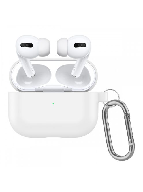 Vastag szilikon tok karabínerrel AirPods Pro készülékhez White