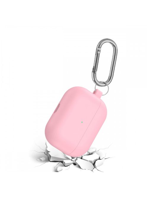 Vastag szilikon tok karabínerrel AirPods Pro készülékhez Pink