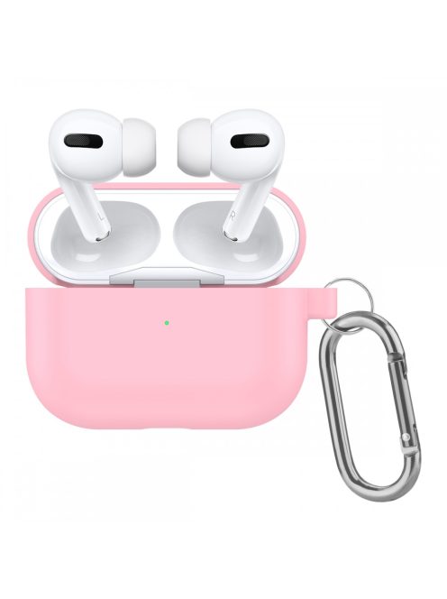 Vastag szilikon tok karabínerrel AirPods Pro készülékhez Pink