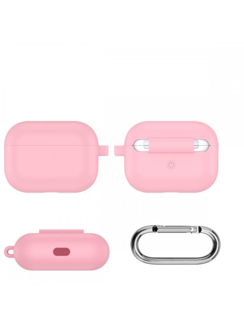 Vastag szilikon tok karabínerrel AirPods Pro készülékhez Pink