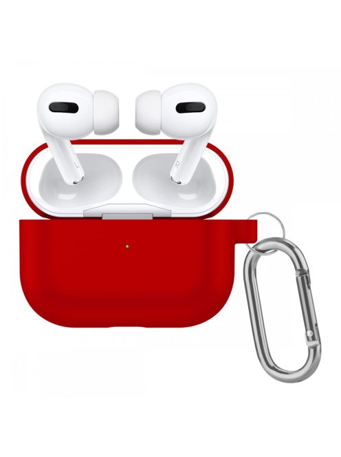 Vastag szilikon tok karabínerrel AirPods Pro készülékhez Red