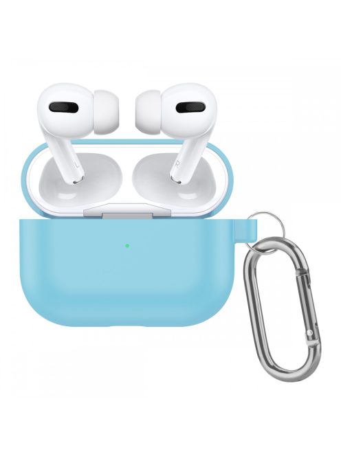 Vastag szilikon tok karabínerrel AirPods Pro készülékhez Sky Blue