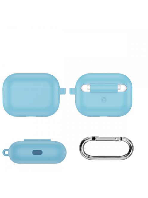 Vastag szilikon tok karabínerrel AirPods Pro készülékhez Sky Blue