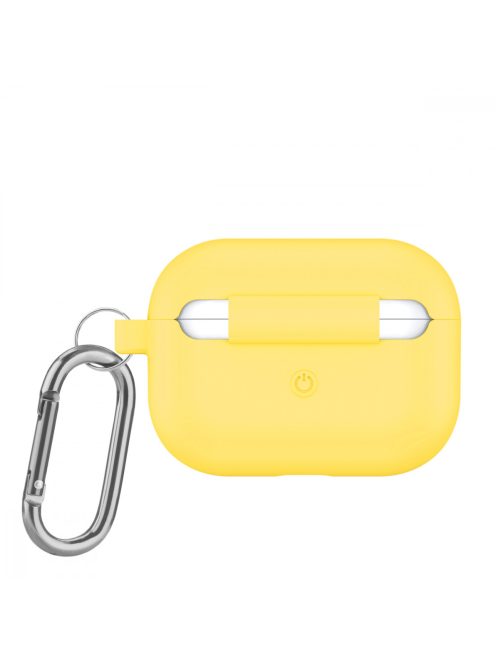 Vastag szilikon tok karabínerrel AirPods Pro készülékhez Yellow