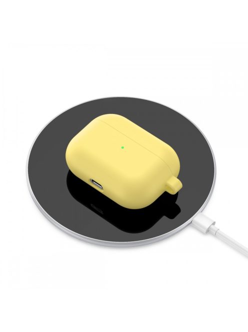 Vastag szilikon tok karabínerrel AirPods Pro készülékhez Yellow