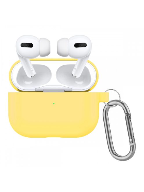 Vastag szilikon tok karabínerrel AirPods Pro készülékhez Yellow