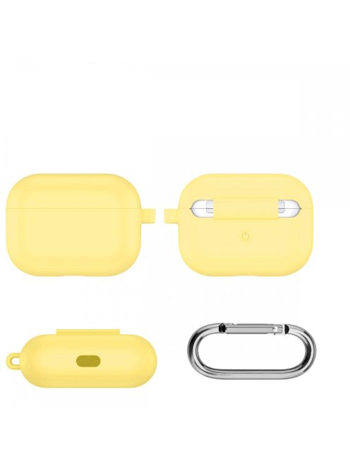 Vastag szilikon tok karabínerrel AirPods Pro készülékhez Yellow