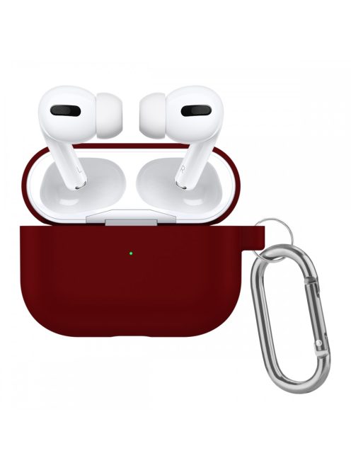 Vastag szilikon tok karabínerrel AirPods Pro készülékhez Burgundy