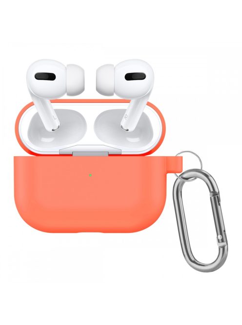 Vastag szilikon tok karabínerrel AirPods Pro készülékhez Peach