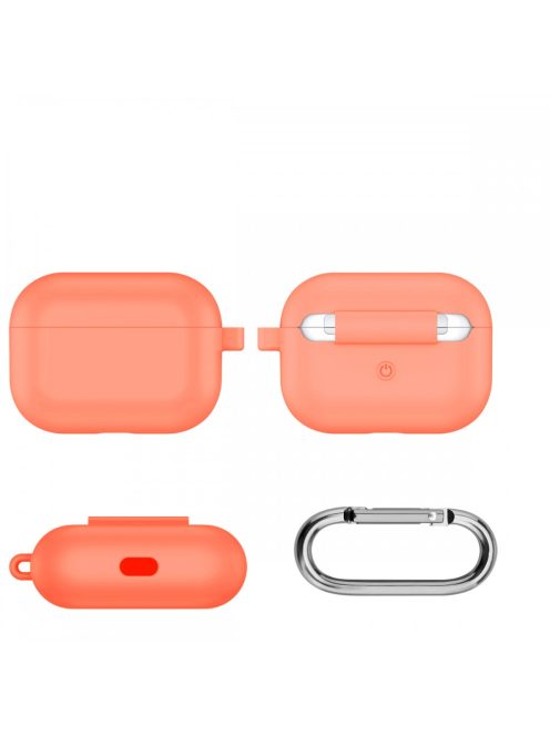 Vastag szilikon tok karabínerrel AirPods Pro készülékhez Peach