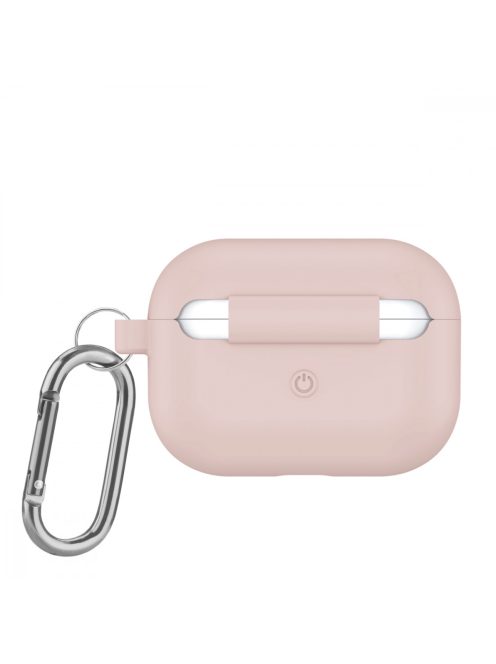 Vastag szilikon tok karabínerrel AirPods Pro készülékhez /Pink Sand/