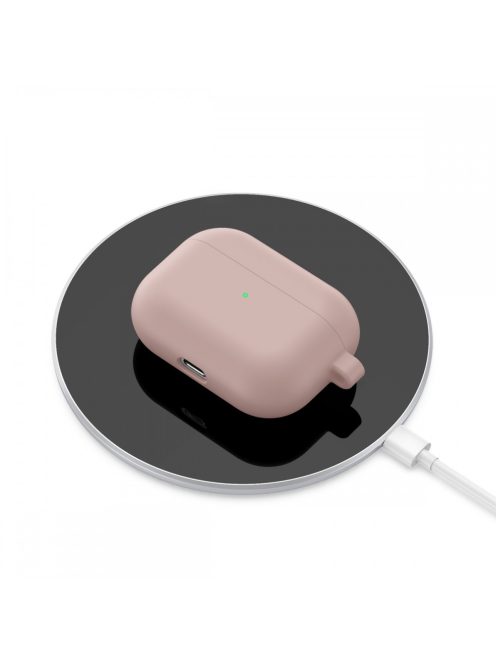 Vastag szilikon tok karabínerrel AirPods Pro készülékhez /Pink Sand/