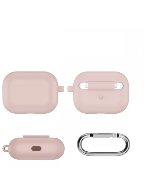 Vastag szilikon tok karabínerrel AirPods Pro készülékhez /Pink Sand/