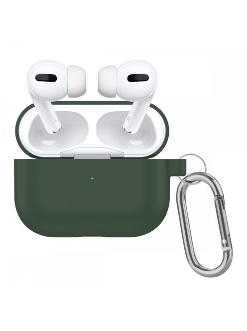 Vastag szilikon tok karabínerrel AirPods Pro készülékhez Midnight Green