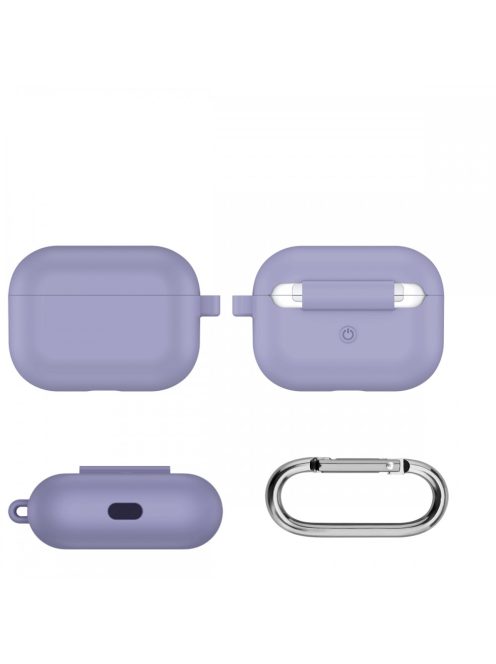 Vastag szilikon tok karabínerrel AirPods Pro készülékhez Lavender