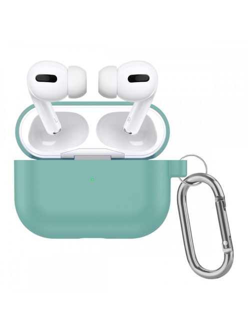 Vastag szilikon tok karabínerrel AirPods Pro készülékhez Mint Green