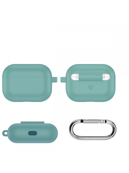 Vastag szilikon tok karabínerrel AirPods Pro készülékhez Mint Green