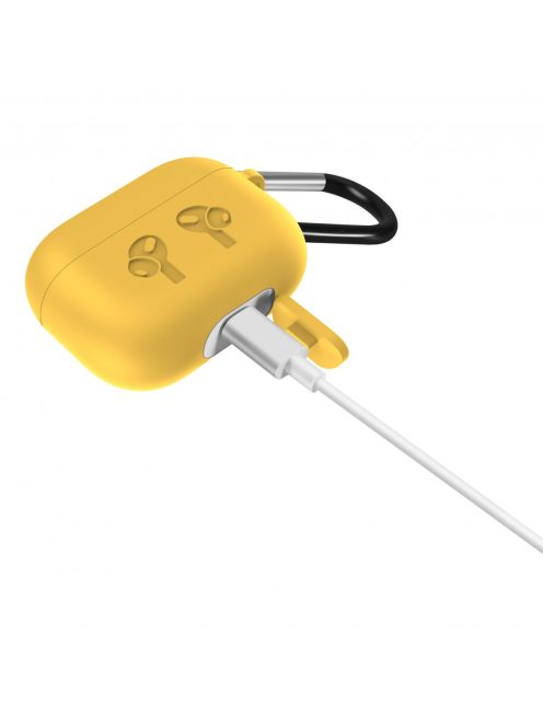 Vastag szilikon tok AirPods Pro készülékhez karabínerrel /Yellow/