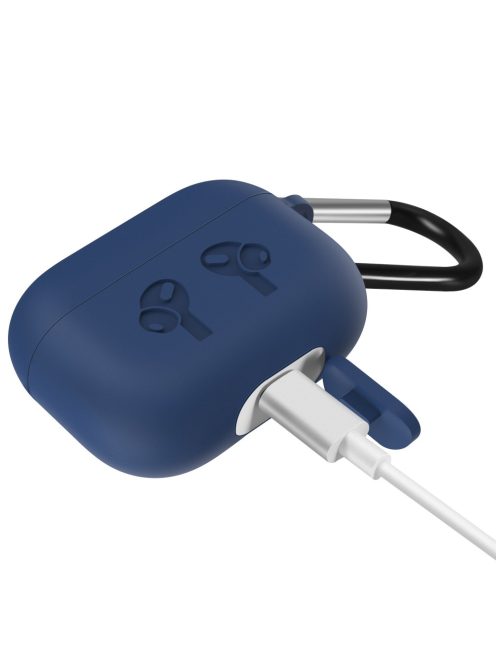 Vastag szilikon tok karabínerrel AirPods Pro készülékhez Dark Blue