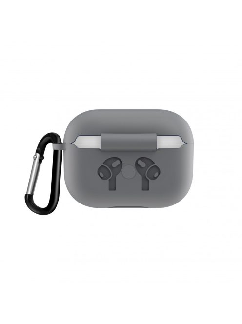 Vastag szilikon tok AirPods Pro készülékhez karabínerrel /Grey/