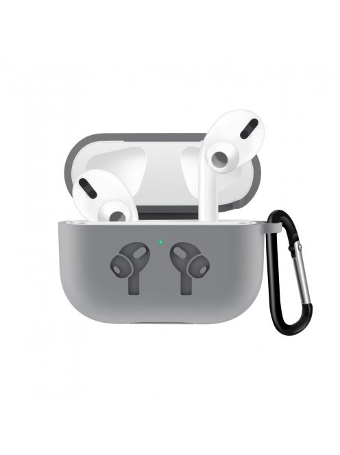 Vastag szilikon tok AirPods Pro készülékhez karabínerrel /Grey/