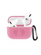 Vastag szilikon tok karabínerrel AirPods Pro készülékhez ütés álló /Pink/