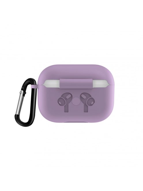 Vastag szilikon tok karabínerrel AirPods Pro készülékhez Light Purple