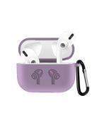 Vastag szilikon tok karabínerrel AirPods Pro készülékhez Light Purple