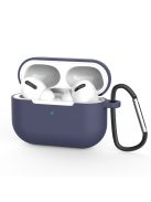 Vékony szilikon tok karabínerrel AirPods Pro készülékhez Dark Blue