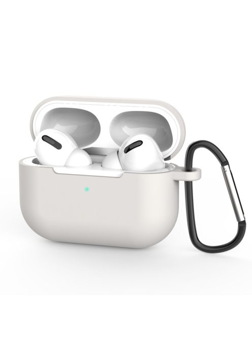 Vékony szilikon tok karabínerrel AirPods Pro készülékhez White