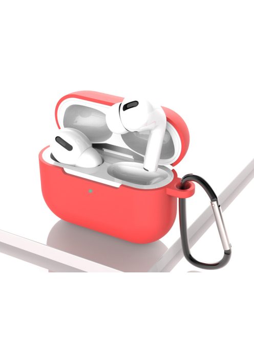 Vékony szilikon tok karabínerrel AirPods Pro készülékhez Red