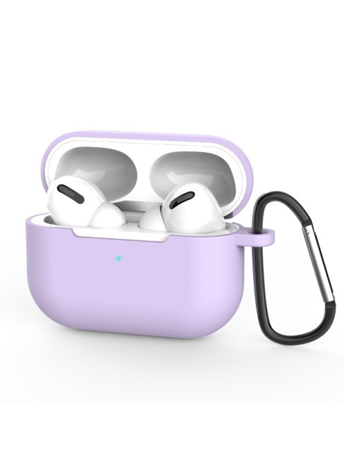 Vékony szilikon tok karabínerrel AirPods Pro készülékhez Purple