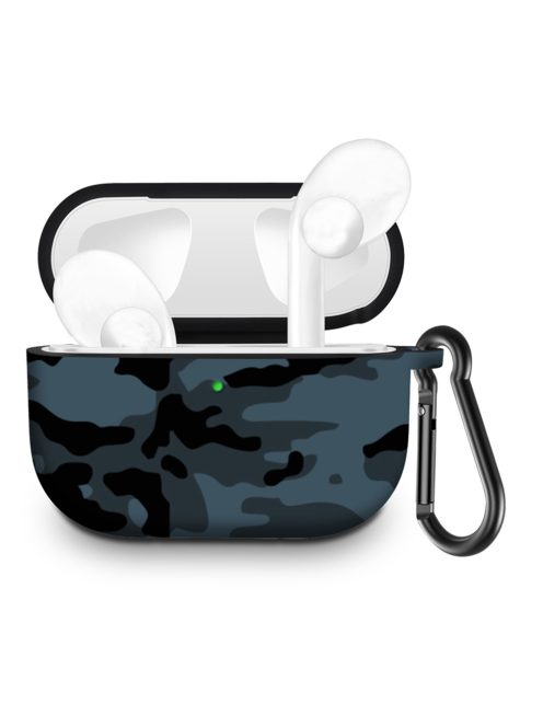 Színes szilikon tok karabínerrel AirPods Pro készülékhez Dark Blue