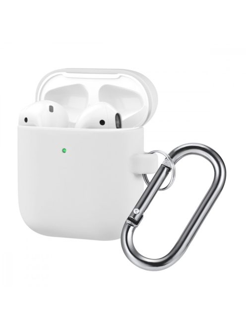 Vékony szilikon tok karabínerrel AirPods készülékhez White