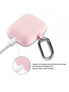 Vékony szilikon tok AirPods készülékhez karabínerrel  Pink