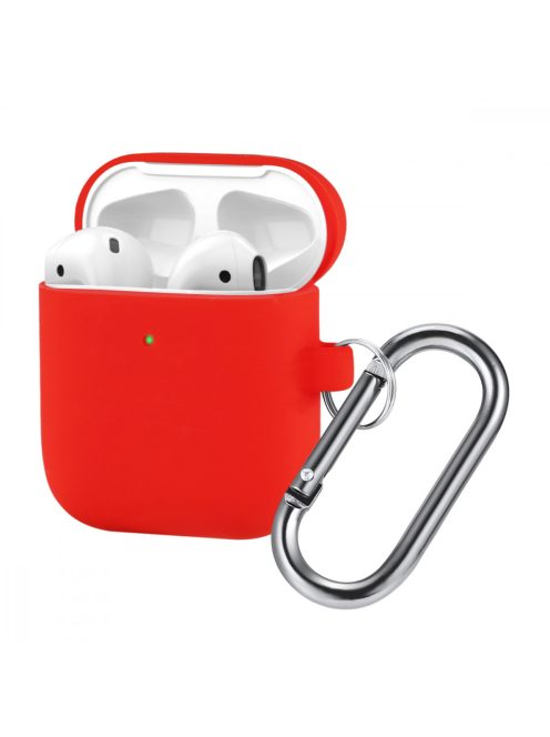 Vékony szilikon tok karabínerrel AirPods készülékhez Red