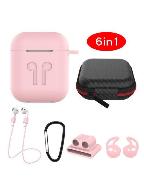 6 az 1-ben szilikon tok AirPods készülékhez Pink