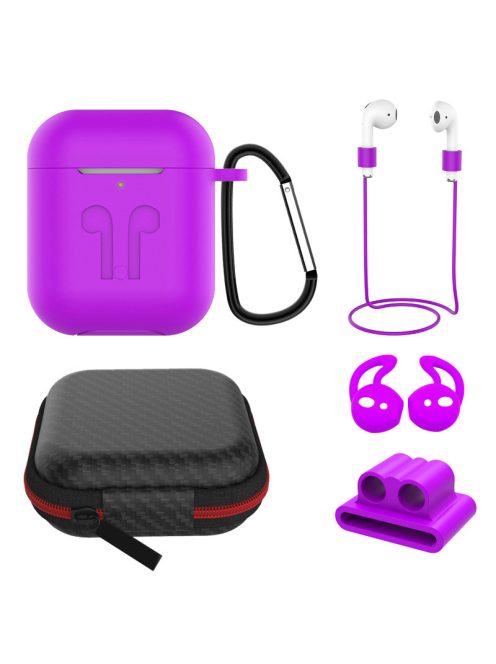 6 az 1-ben szilikon tok AirPods készülékhez Purple