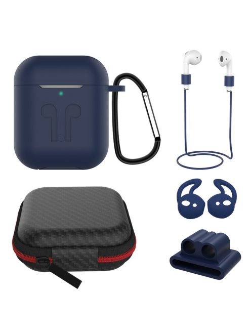 6 az 1-ben szilikon tok AirPods készülékhez Dark Blue