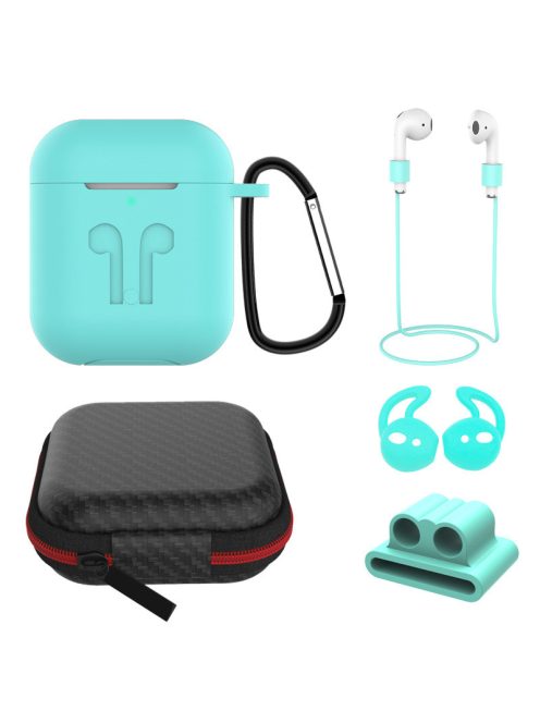 6 az 1-ben szilikon tok AirPods készülékhez Mint Green