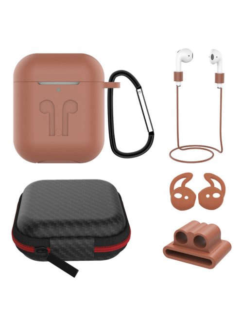 6 az 1-ben szilikon tok AirPods készülékhez Brown