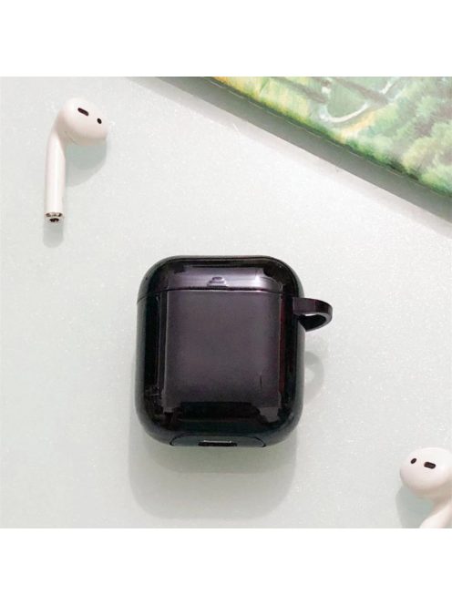 Krómozott TPU tok karabínerrel AirPods készülékhez Black