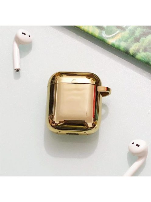 Krómozott TPU tok karabínerrel AirPods készülékhez Gold