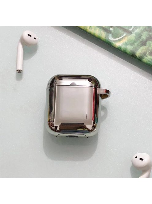 Krómozott TPU tok karabínerrel AirPods készülékhez Silver