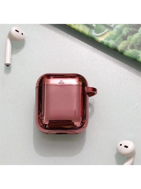 Krómozott TPU tok karabínerrel AirPods készülékhez Pink