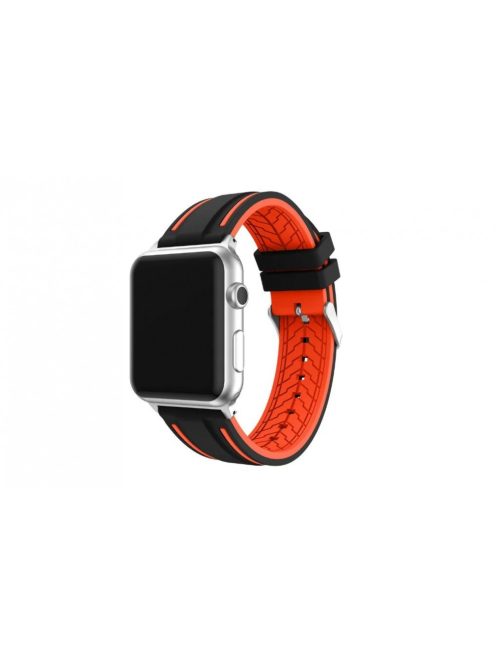 Kétszínű szilikon szíj Apple Watch 44MM készülékhez Orange+Black