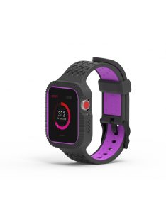   2 az 1-ben kétszínű szilikon szíj tokkal Apple Watch 40MM készülékhez Purple+Black